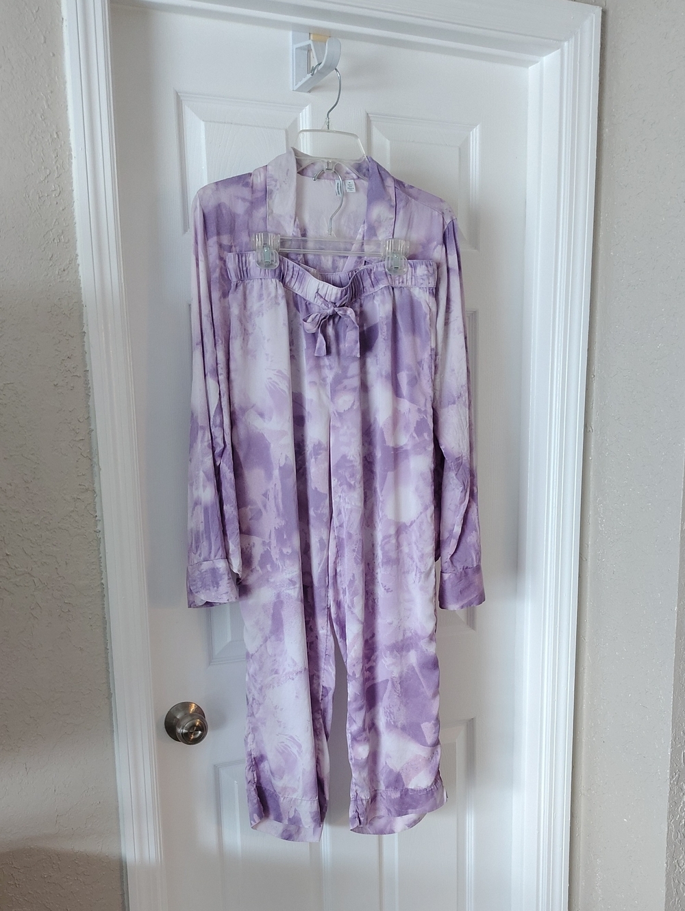 Nordstrom Pure 100 % Silk Pajamas Tie-Dye Set Size Medium-Purple